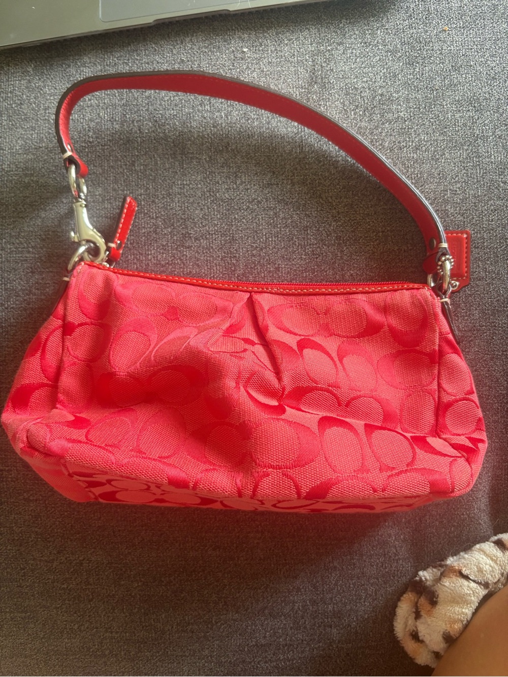 Vintage Coach Y2K Pink Red Signature Jacquard Mini Shoulder Bag